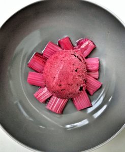 Delicious Nice-cream. A ball of Beetroot and Berry Nice-cream.